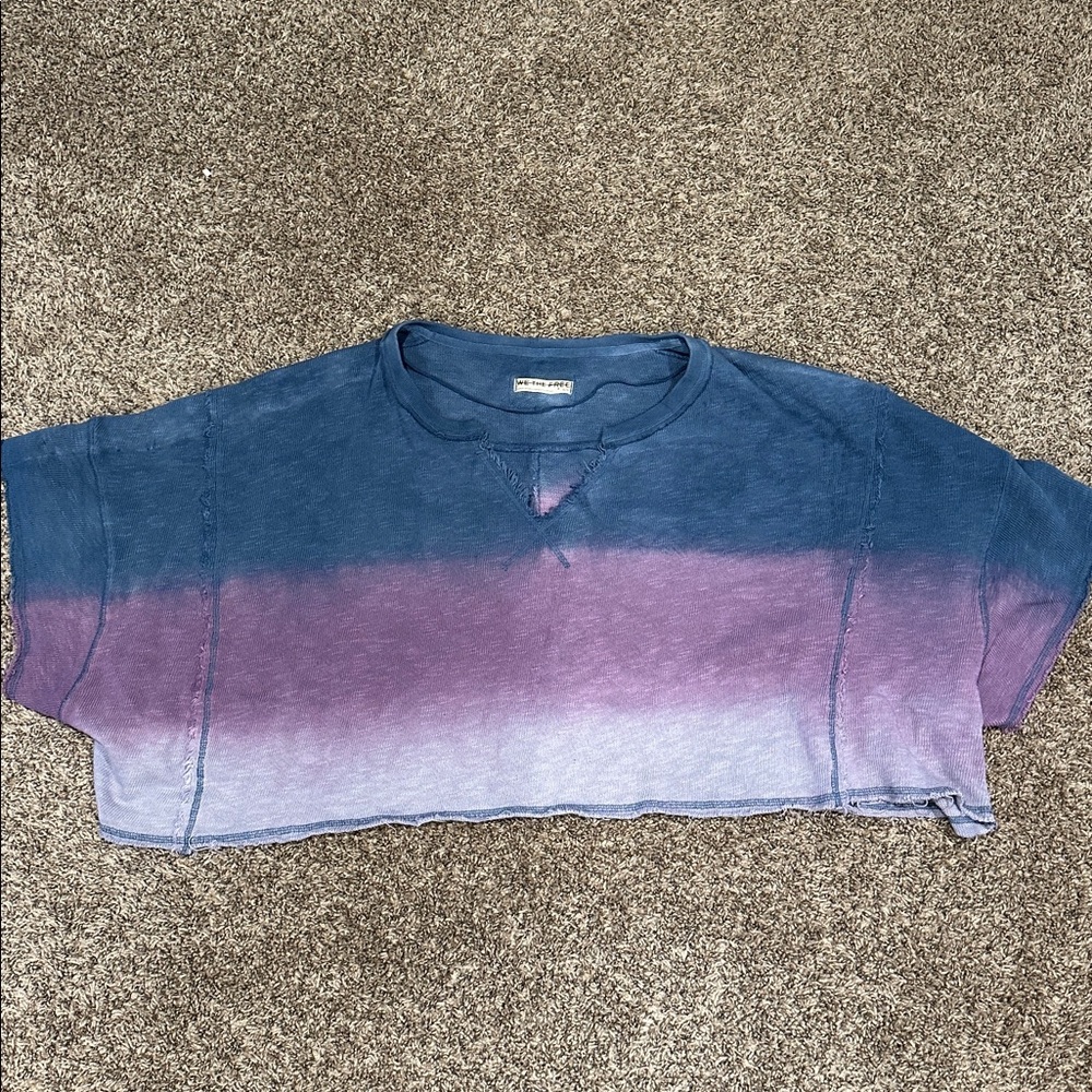 Free People We The Free After Midnight Washed Tie Dye Ombré Oversized Tee - Picture 4 of 5